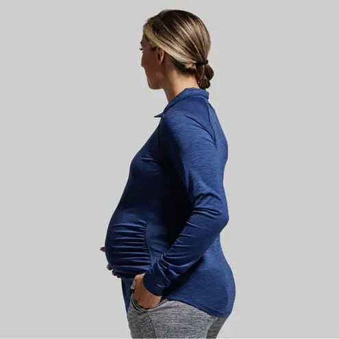 BORN PRIMITIVE MATERNITY ZIP NECK ATHLEISURE LONG SLEEVE navy Women’s SIZE LARGE Blue