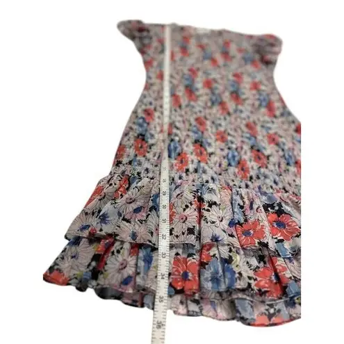 Veronica Beard Cici Ruched Smocked Ruffle Sleeve Floral Flower Mini Dress 0