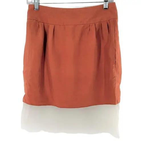 Chloé Chloe Pompei Terracotta Orange Silk Sheer Hem Skirt Size 34/2