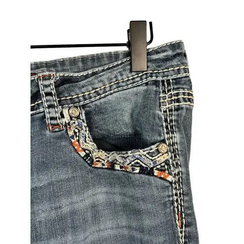 GRACE IN LA Bootcut Jeans Cowboy Western Rhinestone Distressed Size 31 X 31