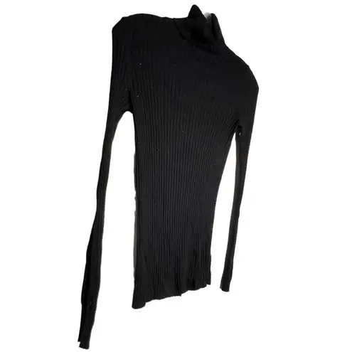 Vince . Cashmere Blend Black Ribbed Turtleneck Sweater