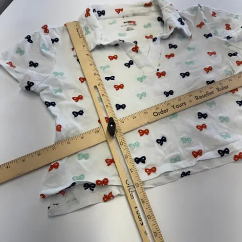 Maeve Anthropologie Top Womens Small White Short Sleeve Bow Embroidered Polo