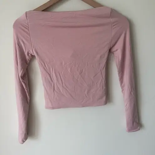NWT SER.O.YA Artemis Pastel Pink Long Sleeve Cut Out Crop Top Size XS