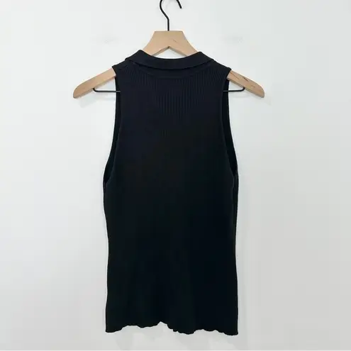 House of Harlow 1960 Black Ribbed Collared Sleeveless Sweater Tank Womens XL