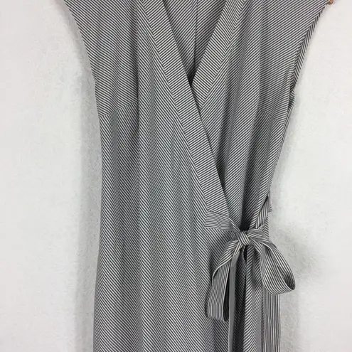 Athleta  Newport Wrap Dress City Stripe Black/Sea Salt XS