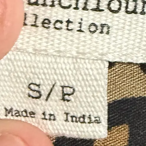 BeachLunchLounge  Tan Tie Front Blouse with Mandarin Collar