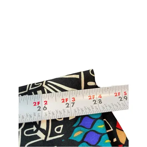 Laura Tanzer 100% Silk Bold Abstract European Cityscape Wide Leg Palazzo Pants L Black Size L