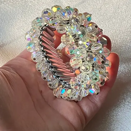 Vintage Aurora Borealis Cha Cha Expansion Stretch Bracelet Crystal AB Japan MCM Multiple