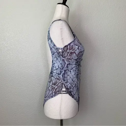 Tinibikini Snakeskin Deep V-neck Lace Up Onepiece Swimsuit