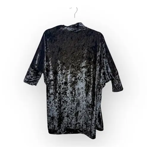 Black Crushed Velvet Open Front Kimono Cardigan NYE Holiday Party Whimsigoth S