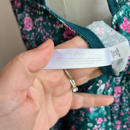 Cacique Lane Bryant Green Floral Racer Back Cottom Chemise Sleep Gown Sz 18/20