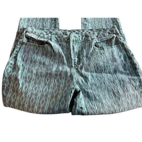 DG2
Diane Gilman Women Denim Pants Stretch Aztec Cutout Green Size 12 Blue