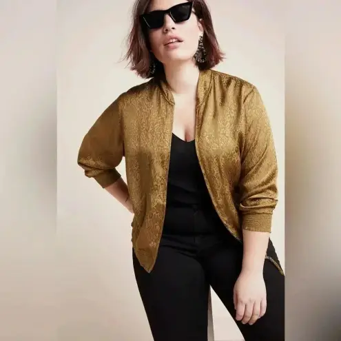 Anthropologie  Maeve Golden Tan Silky Bomber Jacket Women’s Size Small S