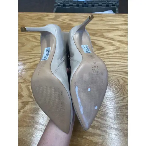 Schutz  Mikki Ankle Boots Womens 9B Beige Leather Side Zip Pointed Toe Bootie S33