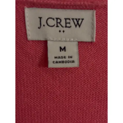 J.Crew Womens Medium Linen Blend Long Sleeve V Neck Top Coral Pink Casual