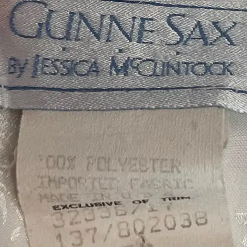 Gunne Sax Vintage Jessica McClintock Peplum Dress Puff Sleeves Shoulder Pads