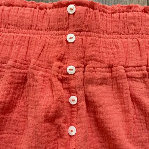Coral Gauze Fabric High Waisted Shorts | Faux Button Placket | EUC | Size M Pink Size M