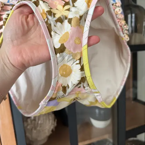 Zimmermann  Pop Button High Waisted Bikini Bottoms floral patchwork print swim