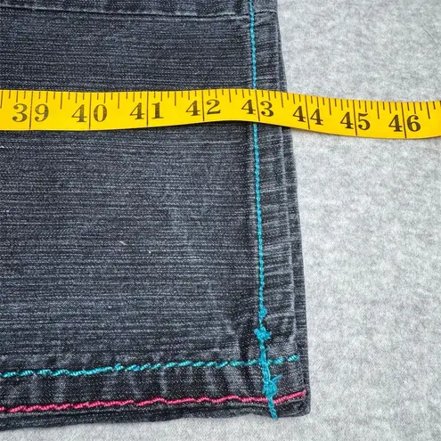 Vintage Apollo Women's Dark Blue Jeans Colorful Stitching Size 21/22 1980s