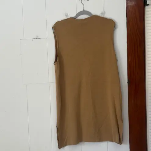 WHITE STAG Camel Brown V Neck Button Front Sleeveless Long Vest Sweater 18W 20W Size undefined