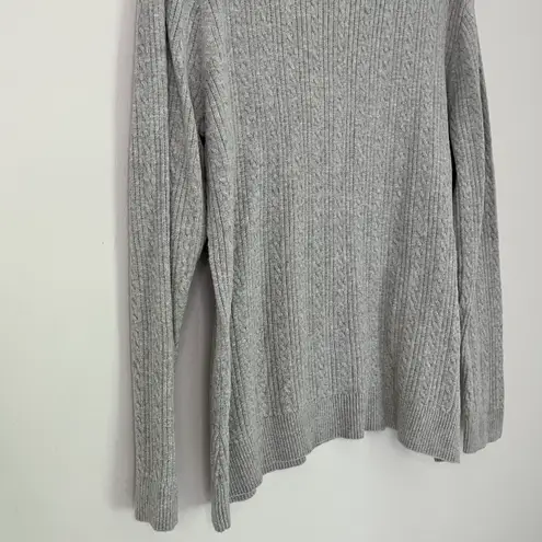 basic editions Women's Round Neck Cable Knit Sweater Grey Size XXL