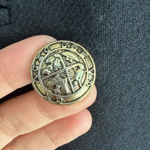 Vintage Wool Jacket Womens 8P Double Breasted Blazer Quiet Luxury Equestrian Black