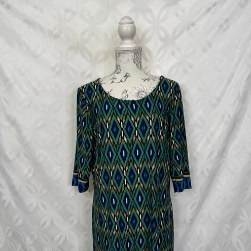 Robbie Bee Geometric 3/4 Sleeve Stretch Jersey Sheath Dress Size XL