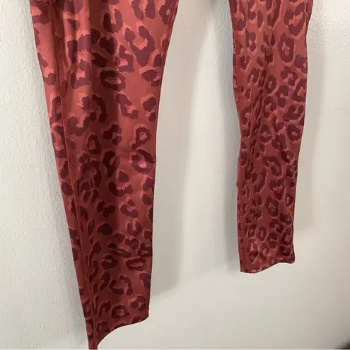 Leg End Burnt Orange Leopard Print Active Wear Pocket Leggings Size M Size M