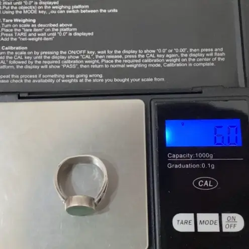 Sterling Silver Vintage Native American Signed SA 925 Blue Teal Stone Ring Sz 8