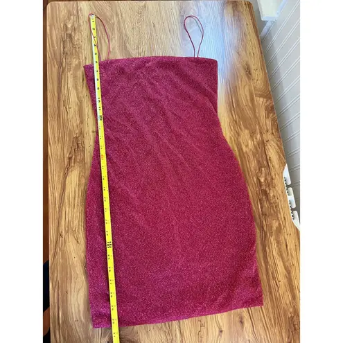 Meshki Thin Strap Shimmer Mini Dress Pink Bodycon Party Clubwear Size M Sparkly