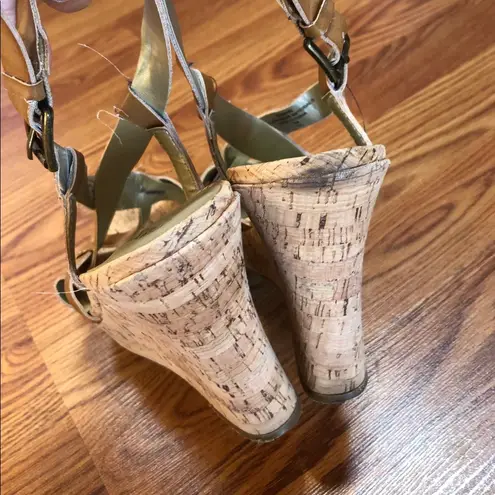 Guess  Brown Strappy Cork Wedge Sandals S8