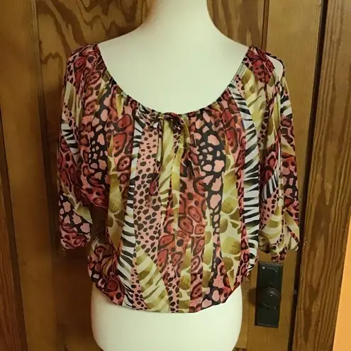 Bright cold shoulder Y2K top