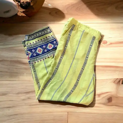 Soft Surroundings Laguna Boho Bohemian Crop Pants Yellow Women’s Size Large