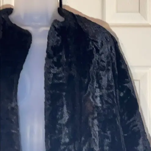 Vintage Faux Seal Fur Swing Capelike Coat 1940s or 1950s Black Size undefined