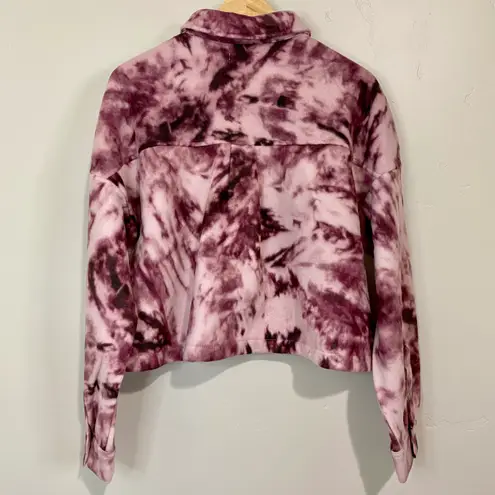 Abound Women’s Cozy Cropped Shirt Jacket Shacket Purple Tie Dye Size Medium NWT