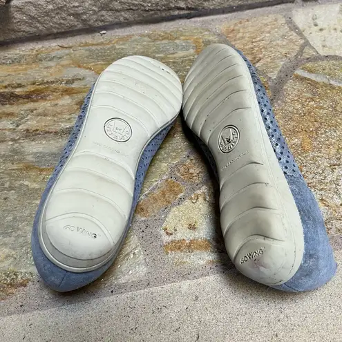 Mephisto Erika Perforated Ballet Flat Leather Denim Blue Metallic size 8.5