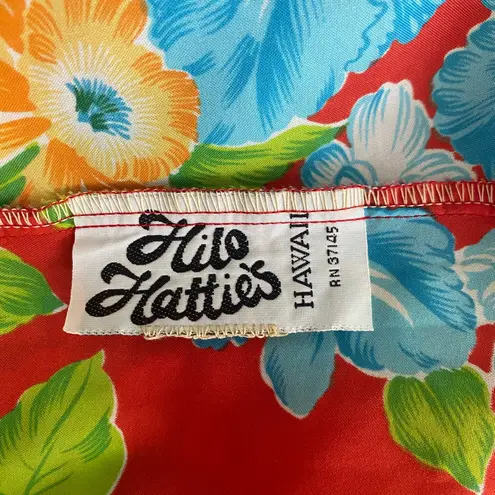 Vintage 1970s Hilo Hatties Full Length Red Hibiscus Print Sarong Multi Use OS Size undefined