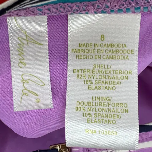 Anne cole Swimsuit Womens 8 Rainbow Stripe One Piece Adjustable Flattering UPF50