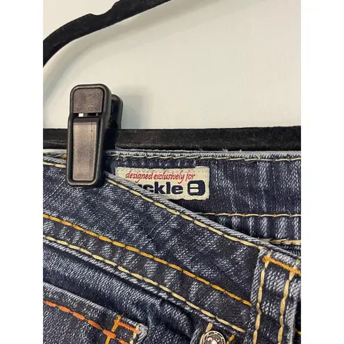 Mek Denim LAS TUNAS Boot Cut Jeans Women's Size 29x32 Distressed Medium Wash