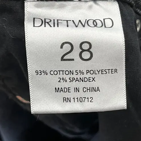 Driftwood Jackie Slim Jeans Lace Trim Black Size 28 Raw Hem Stretch Denim