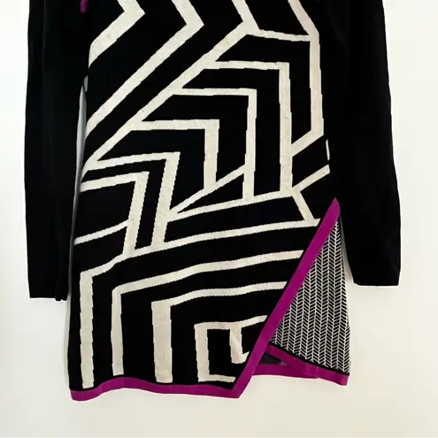 Title Nine Brazen Tunic Sweater Dress Merino Wool Size Small Black White Purple