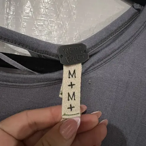 Free People  Gray Open Back Oversized T-Shirt Size Medium