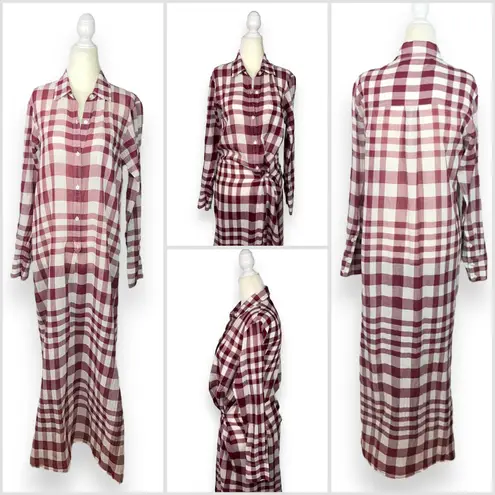 Theory Jinniefield Wrap-Effect Plaid Cotton Maxi Dress