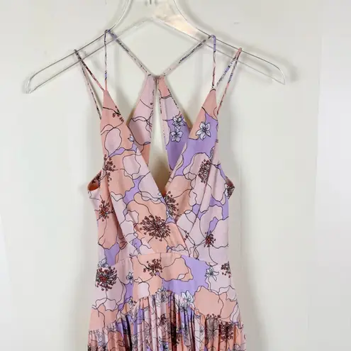 Reiss Corinne Floral Pleated Midi Dress Pink Lavender Size 0 NWT