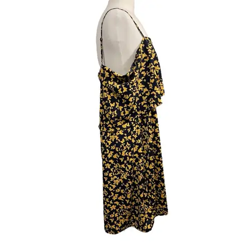 Indulge Women's Dress 3X Black Yellow Butterfly Print