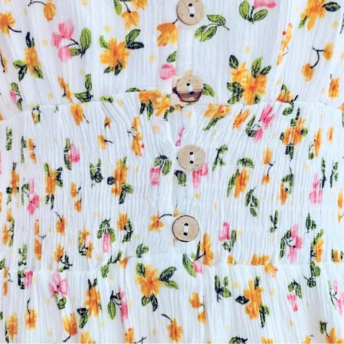 Reborn J White Pink & Yellow Floral Print Pleated Dress. Size 1X