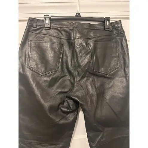 MetroStyle Vintage Black Leather Pants Straight Leg Lined Biker Women’s Size 12