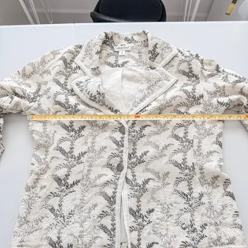 Coldwater Creek Womens Blazer Size M Cream Botanical Embroidered Cottage Fairy
