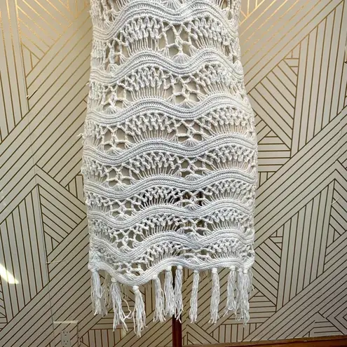 Shoshanna Swimwear White Crochet Fringe Coverup