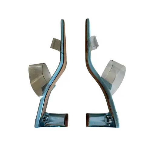 Schutz Ariella Blue and Clear Acrylic Mid Sandals Size 8.5